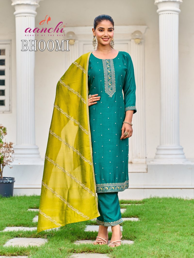 Bhoomi By Aanchi Vichitra Silk Kurti With Bottom Dupatta